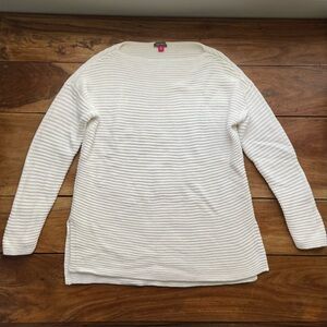 Vince Camuto Women’s Medium White Boat Neck Chunky Knit Textured Sweater Tunic